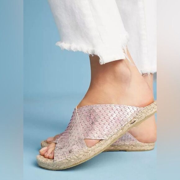 Anthropologie KMB Snake Print Espadrille Slide Sandals - Picture 1 of 14